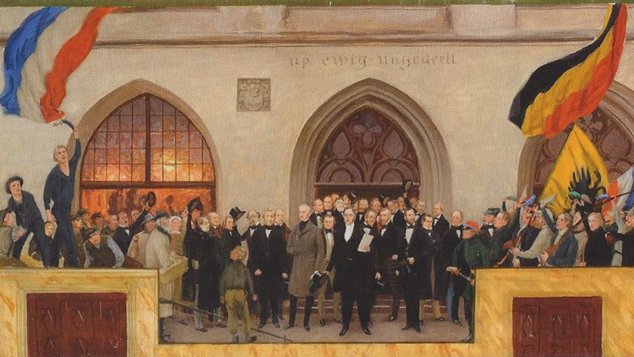 1848: Am Alten Markt in Kiel rufen die Schleswig-Holsteiner eine von Dänemark unabhängige 